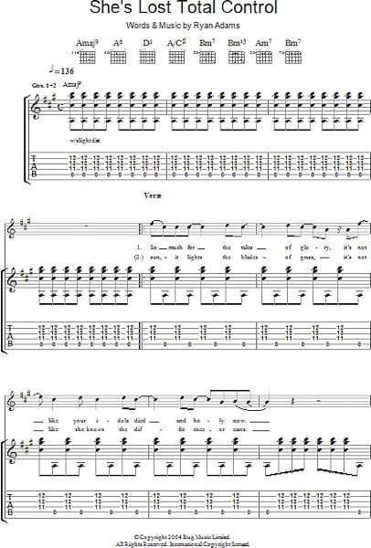 open zoom image for She's Lost Total Control - Guitar TAB, New, Main