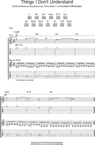 open zoom image for Things I Don't Understand - Guitar TAB, New, Main