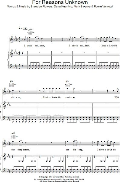open zoom image for For Reasons Unknown - Piano/Vocal/Guitar, New, Main