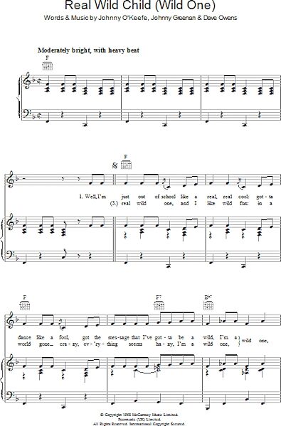 open zoom image for Real Wild Child - Piano/Vocal/Guitar, New, Main