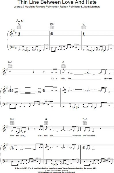 open zoom image for Thin Line Between Love And Hate - Piano/Vocal/Guitar, New, Main
