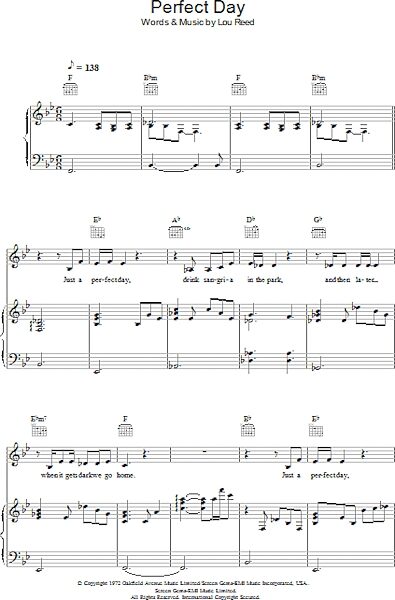 open zoom image for Perfect Day - Piano/Vocal/Guitar, New, Main