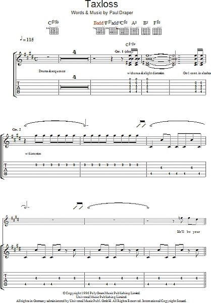 open zoom image for Taxloss - Guitar TAB, New, Main