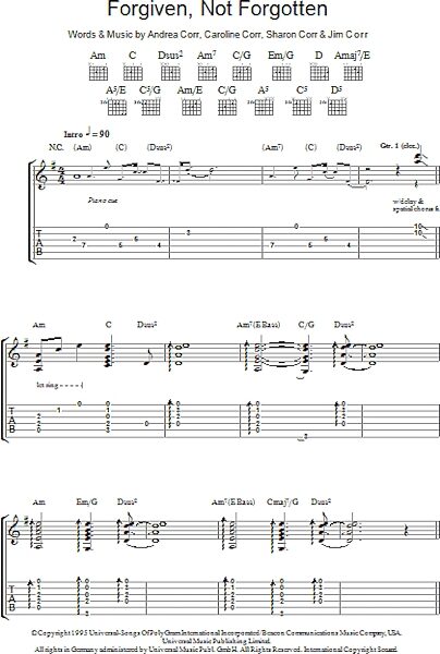 open zoom image for Forgiven, Not Forgotten - Guitar TAB, New, Main