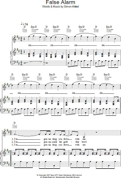 open zoom image for False Alarm - Piano/Vocal/Guitar, New, Main