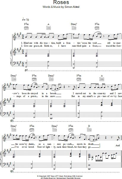 open zoom image for Roses - Piano/Vocal/Guitar, New, Main