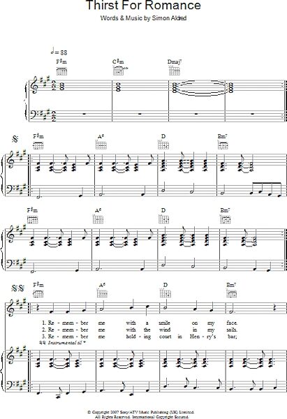 open zoom image for Thirst For Romance - Piano/Vocal/Guitar, New, Main