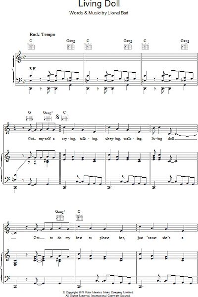 open zoom image for Living Doll - Piano/Vocal/Guitar, New, Main