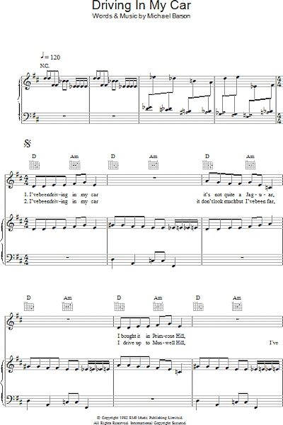 open zoom image for Driving In My Car - Piano/Vocal/Guitar, New, Main