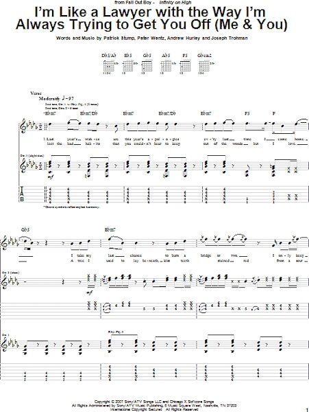 open zoom image for I'm Like A Lawyer With The Way I'm Always Trying To Get You Off (Me & You) - Guitar TAB, New, Main