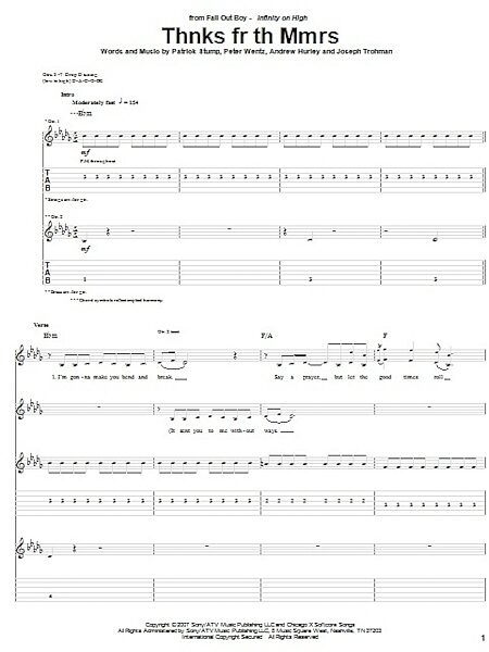 open zoom image for Thnks Fr Th Mmrs - Guitar TAB, New, Main