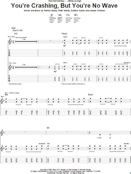 open zoom image for You're Crashing, But You're No Wave - Guitar TAB, New, Main