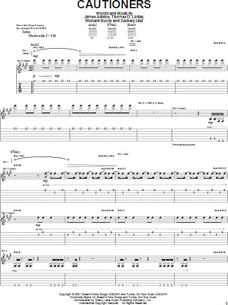 open zoom image for Cautioners - Guitar TAB, New, Main