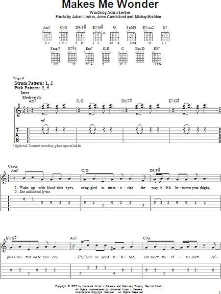 open zoom image for Makes Me Wonder - Easy Guitar with TAB, New, Main