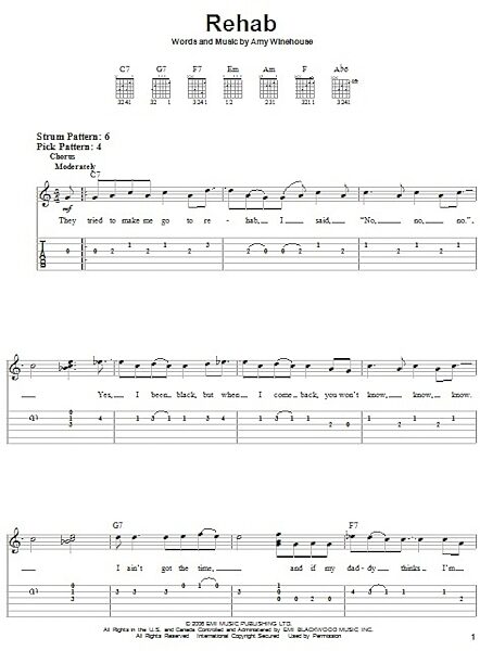 open zoom image for Rehab - Easy Guitar with TAB, New, Main