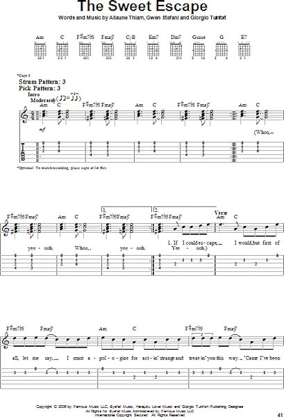 open zoom image for The Sweet Escape - Easy Guitar with TAB, New, Main
