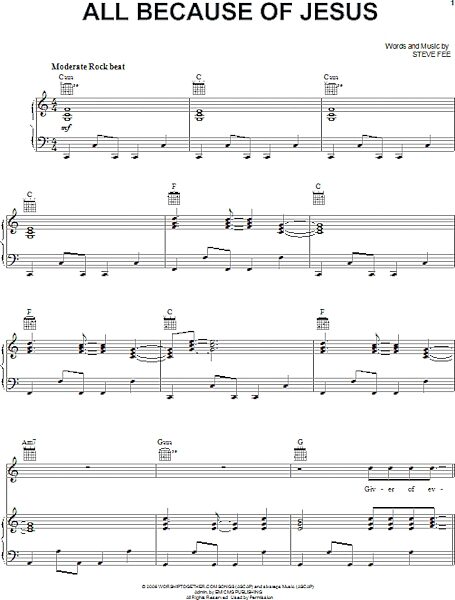 open zoom image for All Because Of Jesus - Piano/Vocal/Guitar, New, Main