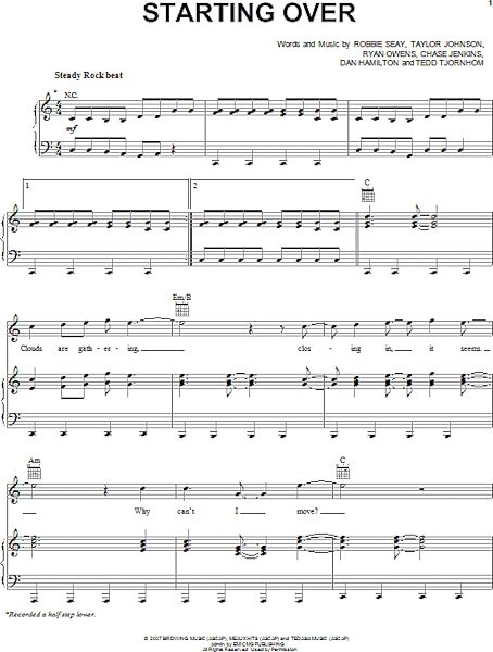 open zoom image for Starting Over - Piano/Vocal/Guitar, New, Main