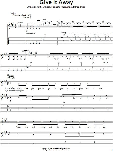 open zoom image for Give It Away - Guitar Tab Play-Along, New, Main