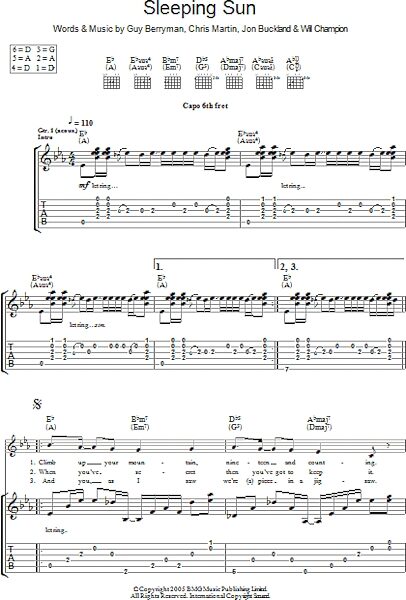 open zoom image for Sleeping Sun - Guitar TAB, New, Main