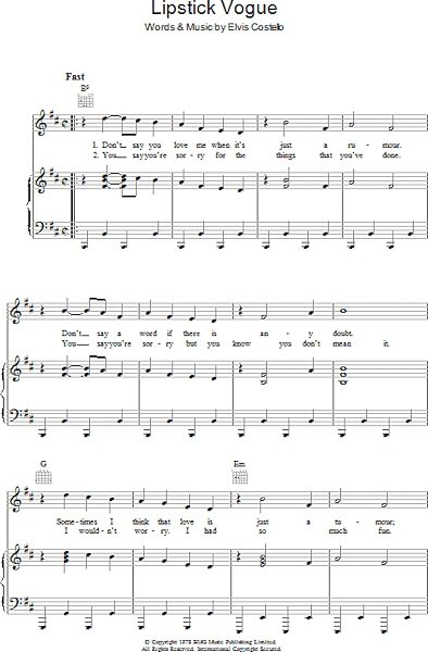 open zoom image for Lipstick Vogue - Piano/Vocal/Guitar, New, Main