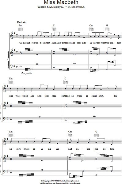 open zoom image for Miss Macbeth - Piano/Vocal/Guitar, New, Main