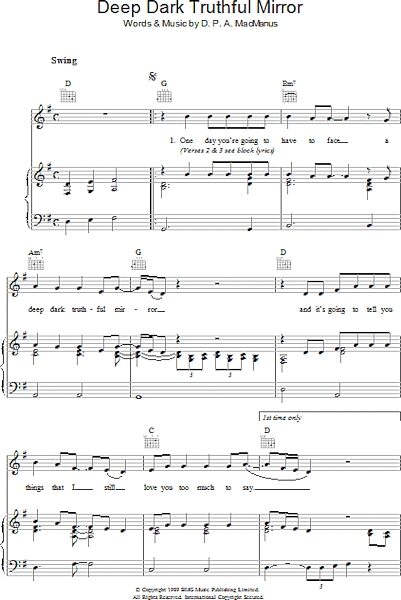 open zoom image for Deep Dark Truthful Mirror - Piano/Vocal/Guitar, New, Main