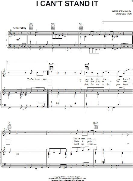open zoom image for I Can't Stand It - Piano/Vocal/Guitar, New, Main