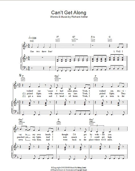 open zoom image for Can't Get Along (Without You) - Piano/Vocal/Guitar, New, Main