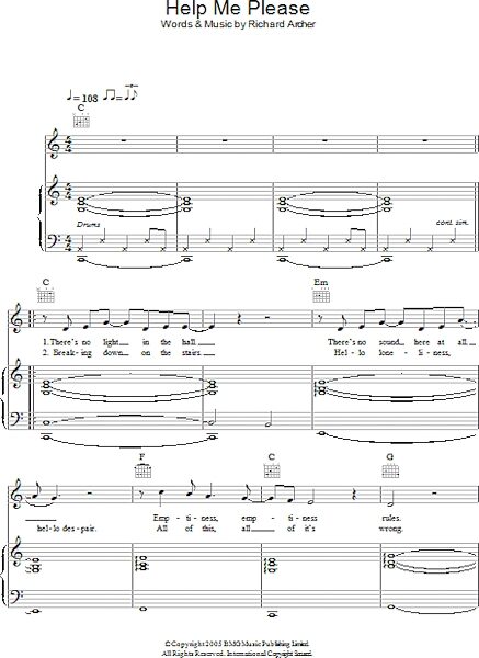 open zoom image for Help Me Please - Piano/Vocal/Guitar, New, Main