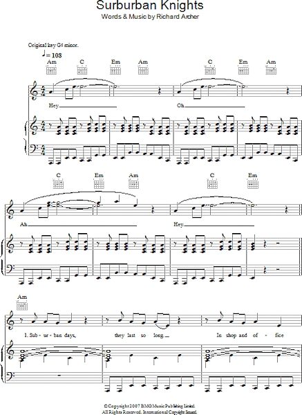 open zoom image for Suburban Knights - Piano/Vocal/Guitar, New, Main