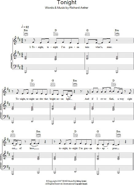 open zoom image for Tonight - Piano/Vocal/Guitar, New, Main