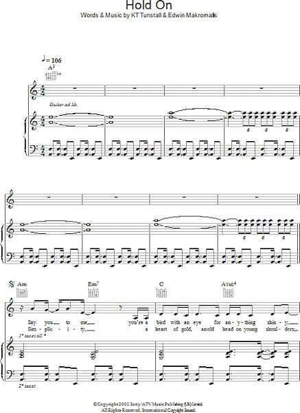 open zoom image for Hold On - Piano/Vocal/Guitar, New, Main