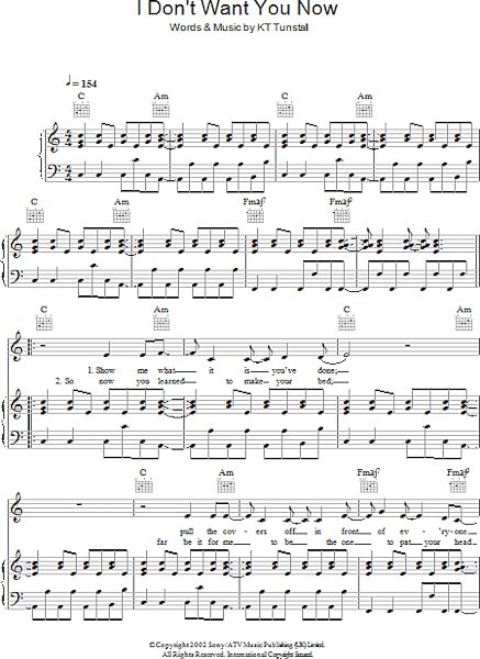 open zoom image for I Don't Want You Now - Piano/Vocal/Guitar, New, Main