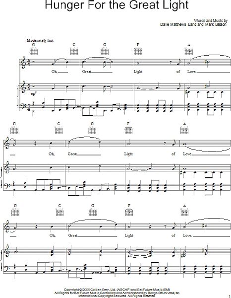 open zoom image for Hunger For The Great Light - Piano/Vocal/Guitar, New, Main
