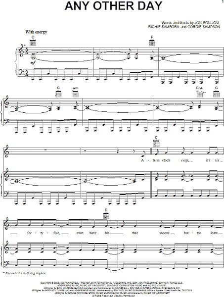 open zoom image for Any Other Day - Piano/Vocal/Guitar, New, Main