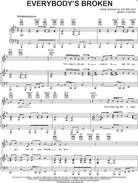 open zoom image for Everybody's Broken - Piano/Vocal/Guitar, New, Main
