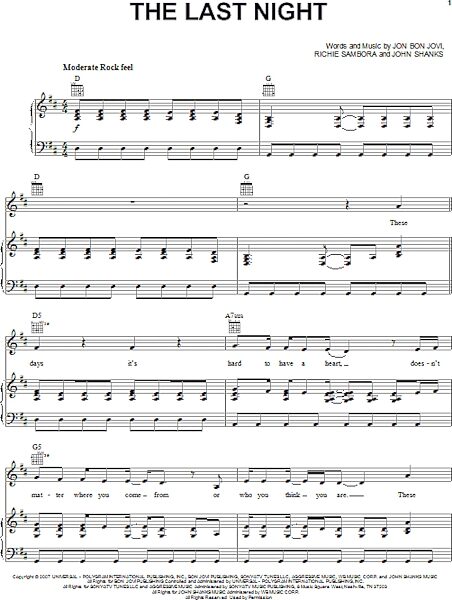 open zoom image for The Last Night - Piano/Vocal/Guitar, New, Main