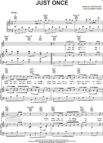 open zoom image for Just Once - Piano/Vocal/Guitar, New, Main