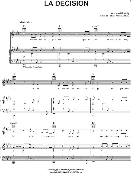 open zoom image for La Decision - Piano/Vocal/Guitar, New, Main