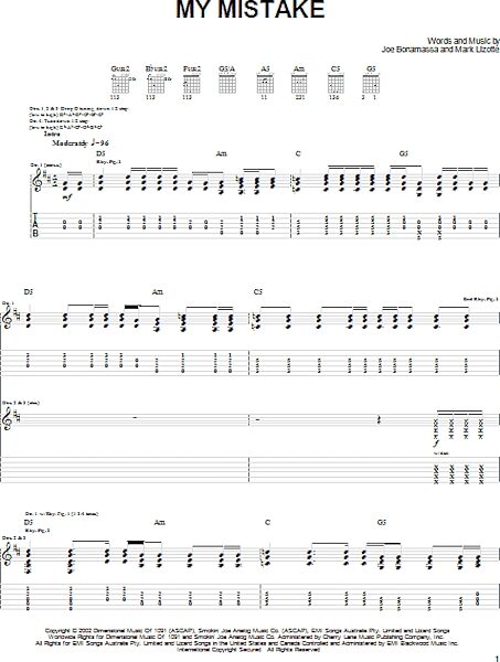 open zoom image for My Mistake - Guitar TAB, New, Main