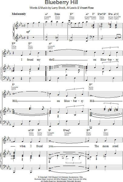 open zoom image for Blueberry Hill - Piano/Vocal/Guitar, New, Main