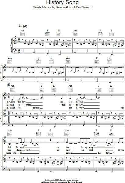open zoom image for History Song - Piano/Vocal/Guitar, New, Main