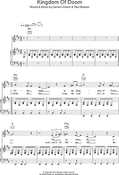 open zoom image for Kingdom Of Doom - Piano/Vocal/Guitar, New, Main