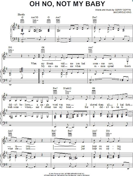 open zoom image for Oh No, Not My Baby - Piano/Vocal/Guitar, New, Main