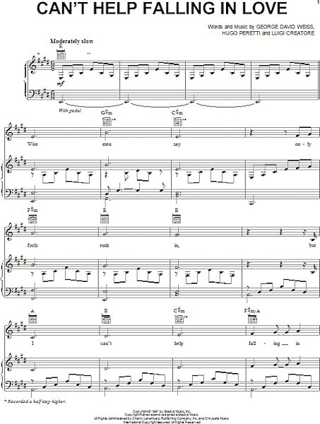 open zoom image for Can't Help Falling In Love - Piano/Vocal/Guitar, New, Main