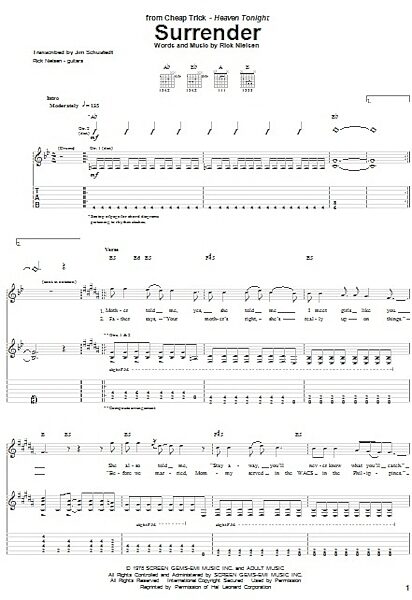 open zoom image for Surrender - Guitar TAB, New, Main