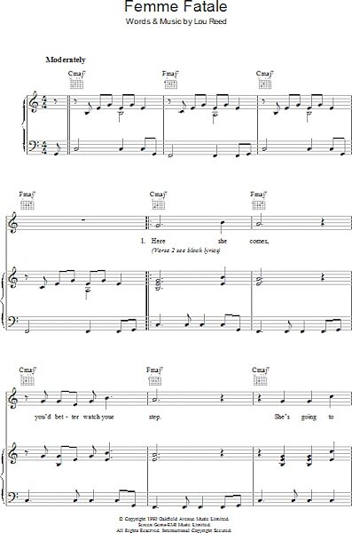 open zoom image for Femme Fatale - Piano/Vocal/Guitar, New, Main