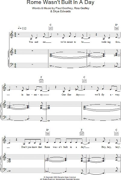 open zoom image for Rome Wasn't Built In A Day - Piano/Vocal/Guitar, New, Main