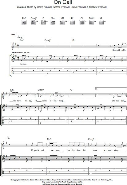 open zoom image for On Call - Guitar TAB, New, Main